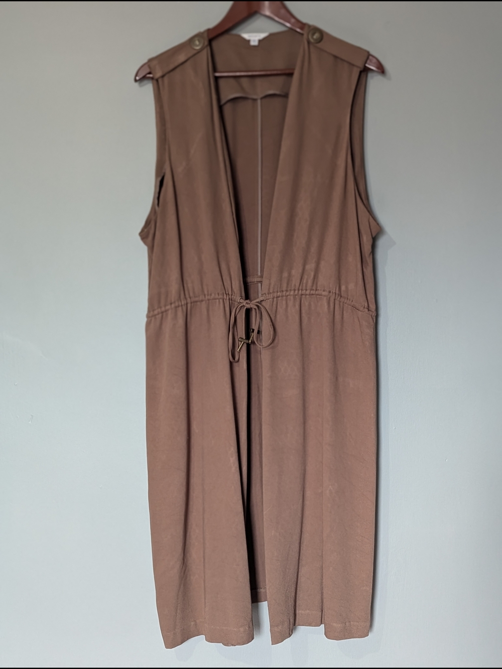 Ricki's Women's Sleeveless‎ Drawstring Duster Vest Minimalist Utilitarian